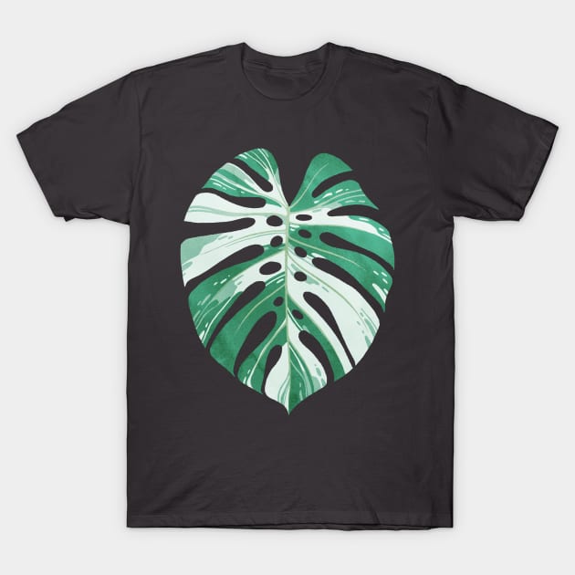 Monstera variegata leaf T-Shirt by ikerpazstudio